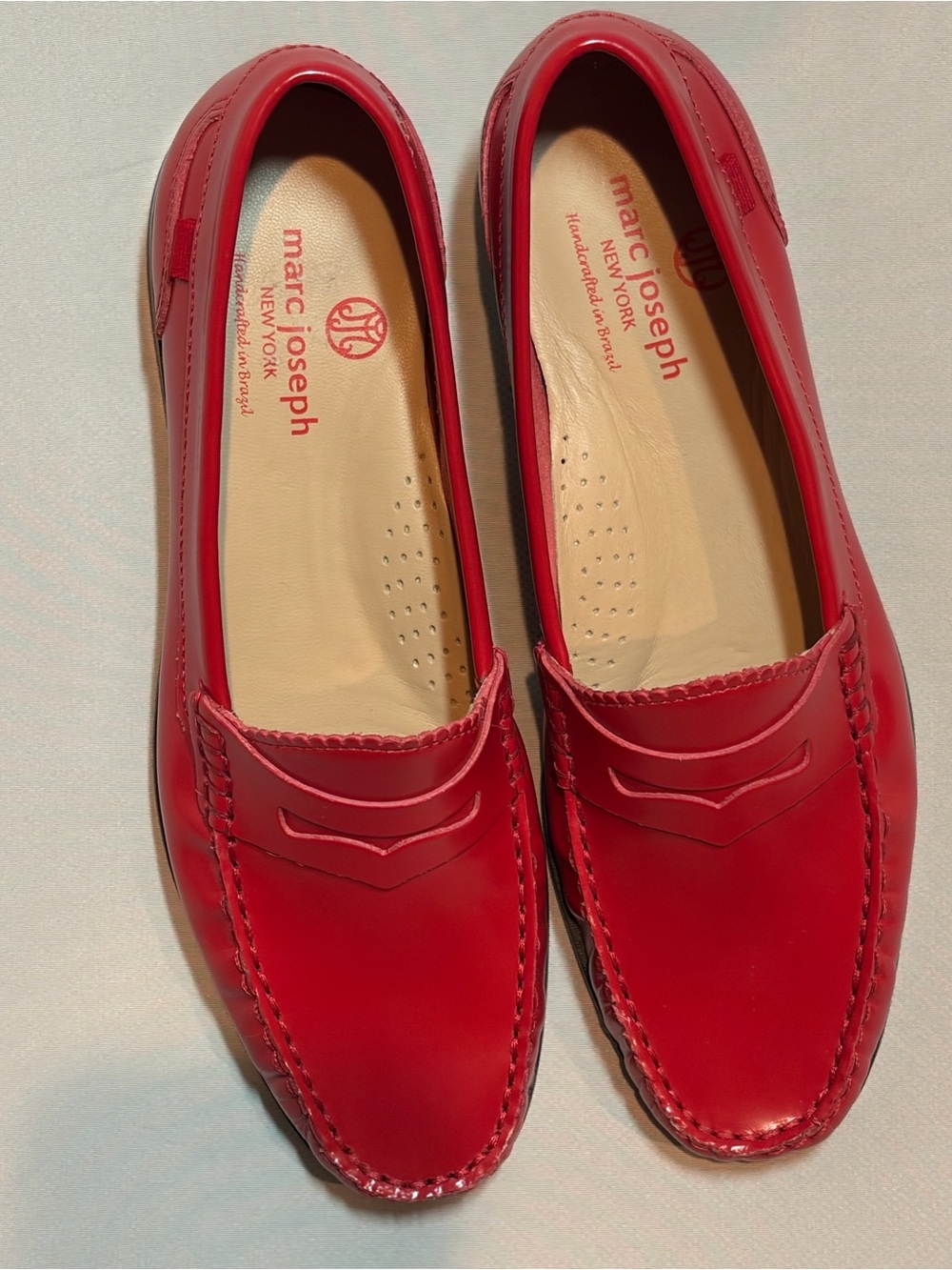 Women’s red leather loafer Marc Joseph NY new w/o box 7 1/2 7.5 Brazil flats